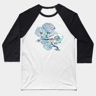 Trippy Bird Skull and Kelp Baseball T-Shirt